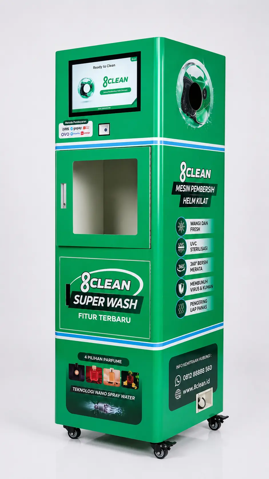 Mesin 8Clean Superwash menghadap kiri
